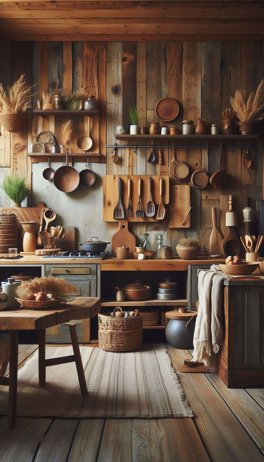 taş ve sıcak tonlarla rustik